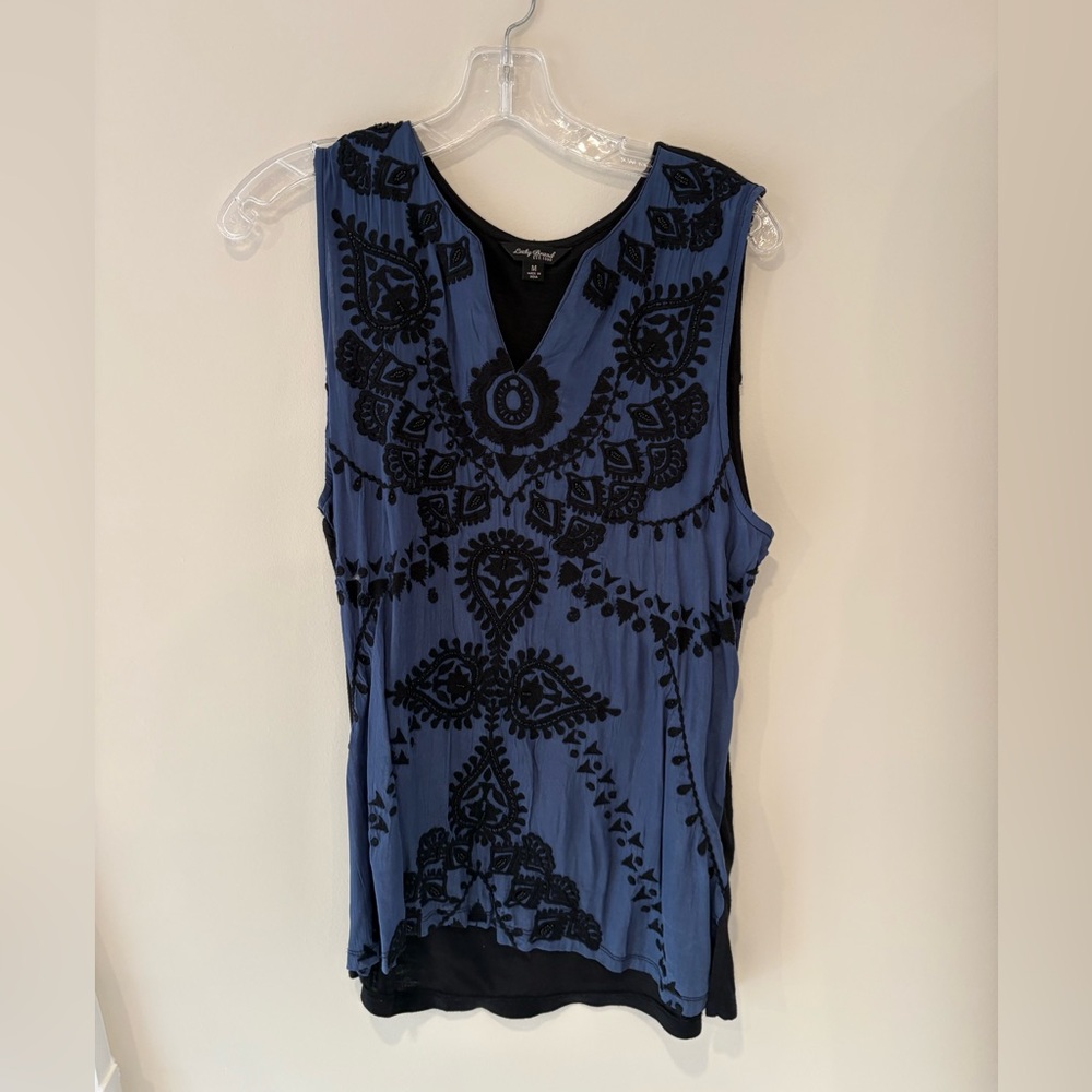 Lucky Brand Blue and Black Sleeveless Top